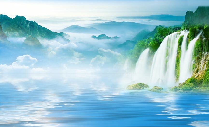 Картина на холсте Водопад в горах, арт hd1927701